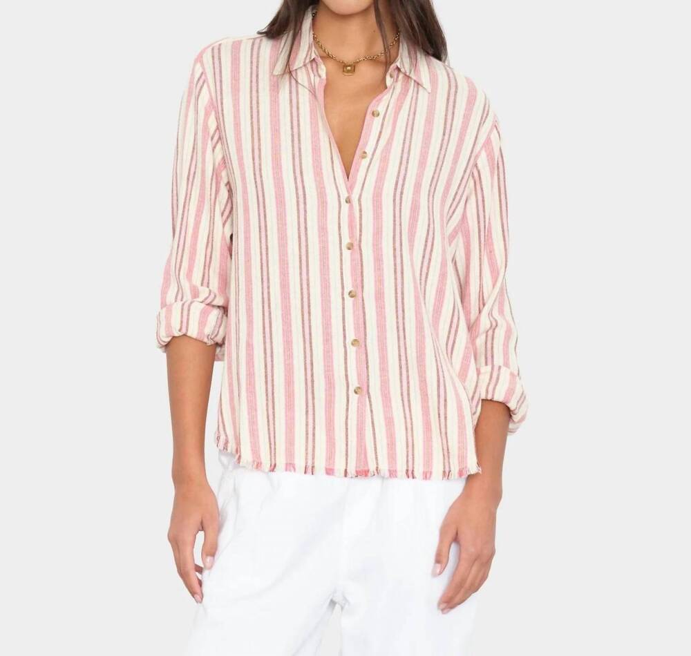 NEW XIRENA bowie shirt in dusty pink stripe